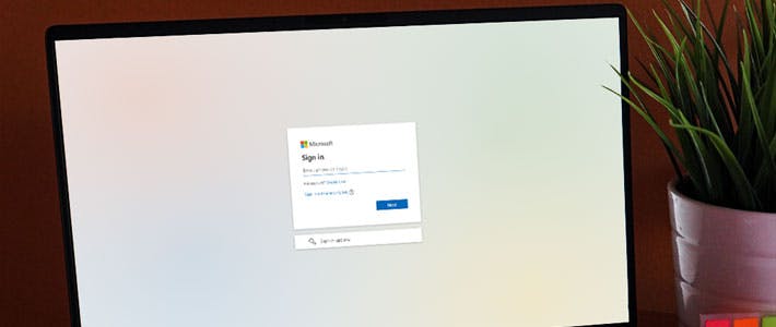 Outlook登录页面上的笔记本电脑屏幕