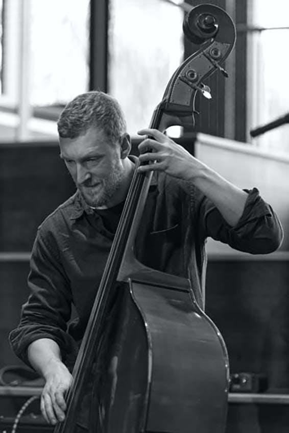 Student playing double bass