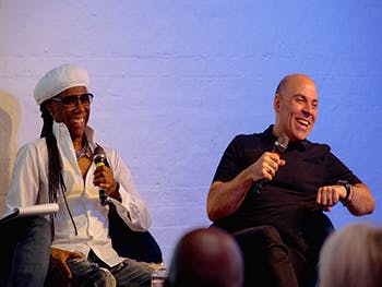 Nile Rodgers and Merck Mercuriadis at the Songwriting Studies Research Network credit Louis Coupe