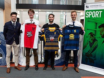 Three PhD students working with teams in football, cricket and rugby