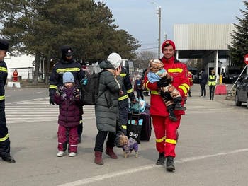 BCU student Andy Stanciu working as a first responder at the Romania-Ukraine border 