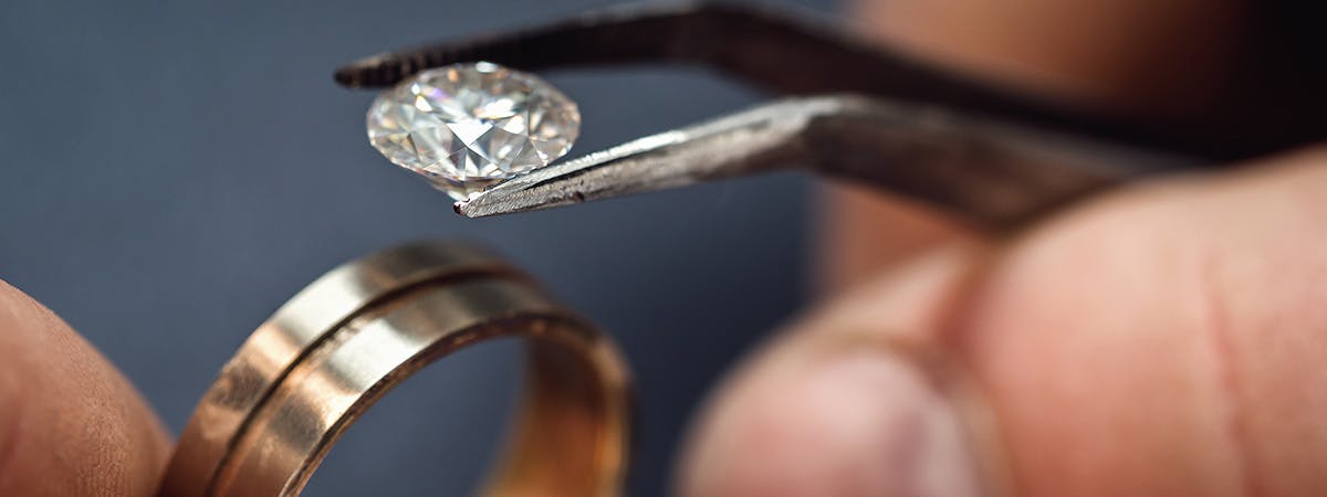 Inspecting gem close up