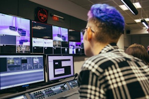 Students working in the production gallery in studio A