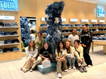 BCU students alongside Selfridges staff for the 'Serene' sculpture installation