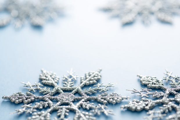 Snowflakes creating a Christmas scene
