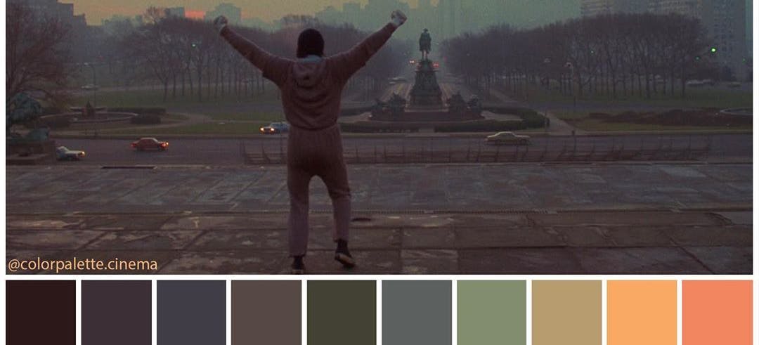 Image of movie still from Rocky with  coordinating colour pallette beneath