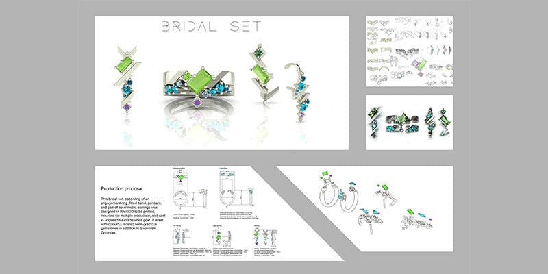 Design board for a bridal ring set