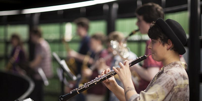 Student playing clarinet