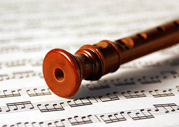 Recorder and music sheet