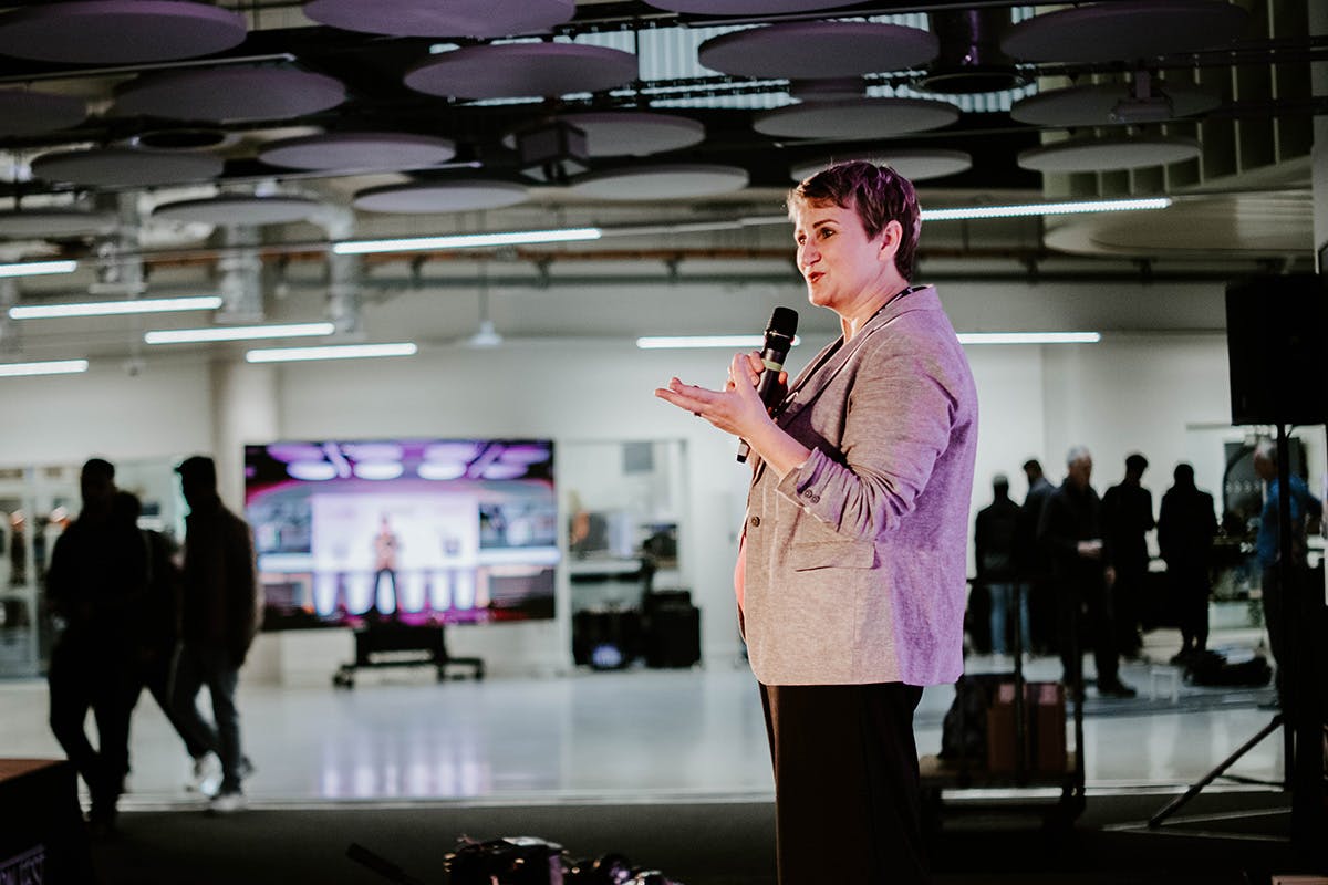 Image of academic Nicki Schiessel Harvey giving a talk at Innovation fest