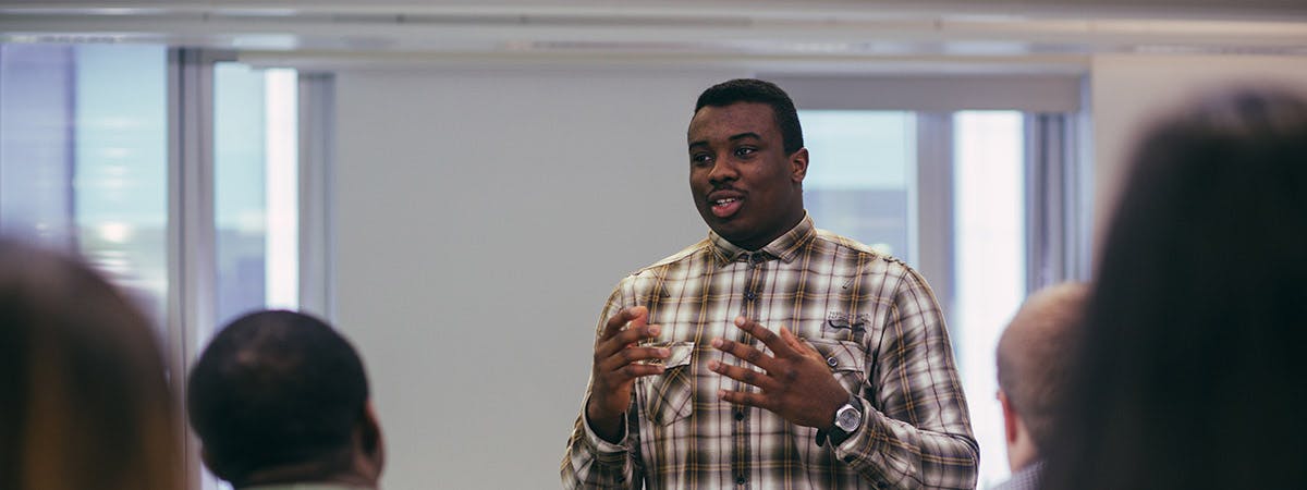 Foundation Programme in Law Course Image 1200x450 - Man addressing a room