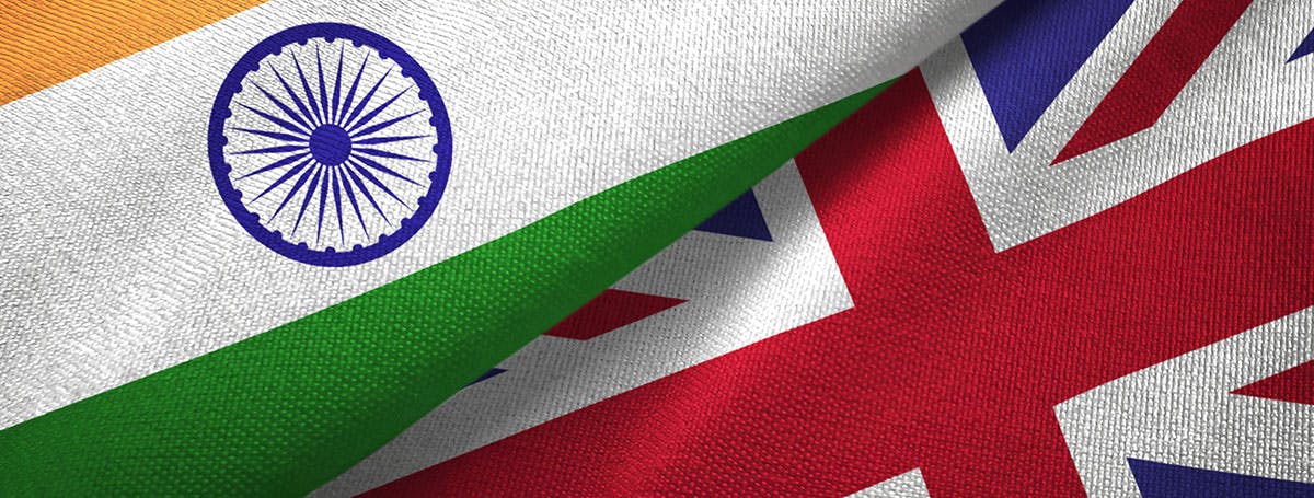 The flags of India and Britain.