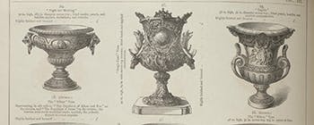 Historic drawing of iron vases