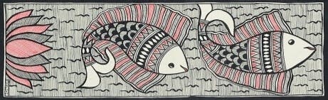 A Madhubani painting of fish