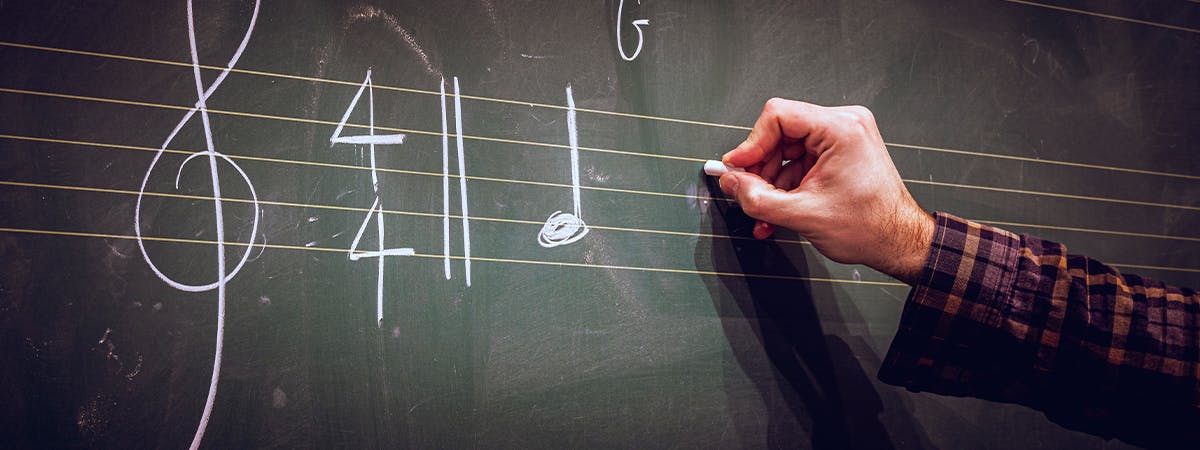 Music notation on blackboard