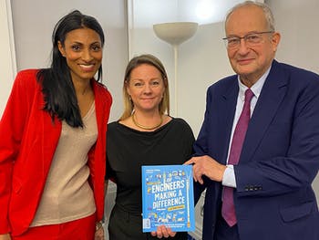 Pictured (left to right): Dr Shini Somara, Professor Lynsey Melville and Lord Sainsbury, founder of the Gatsby Charity Foundation.
