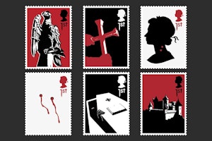 Graphic design student work - Stamps in gothic design showing vampire-related imagery