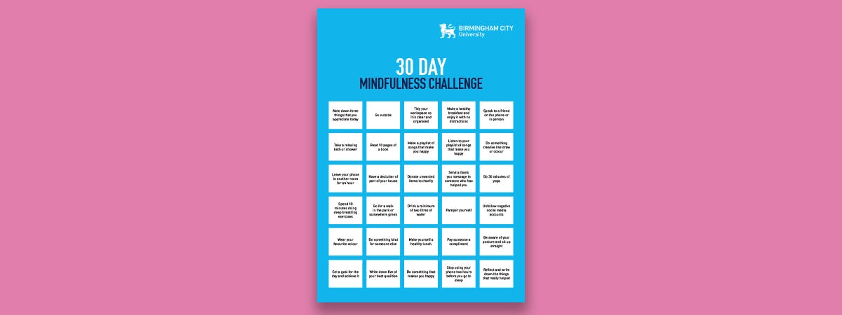 30 day mindfulness challenge sheet