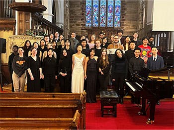 RBC piano department students in a church