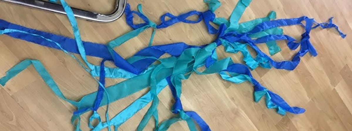 blue ribbons on a table 