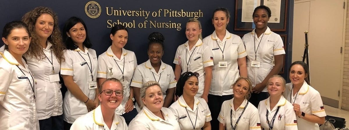 Student nurses in uniform at the University of Pittsburgh