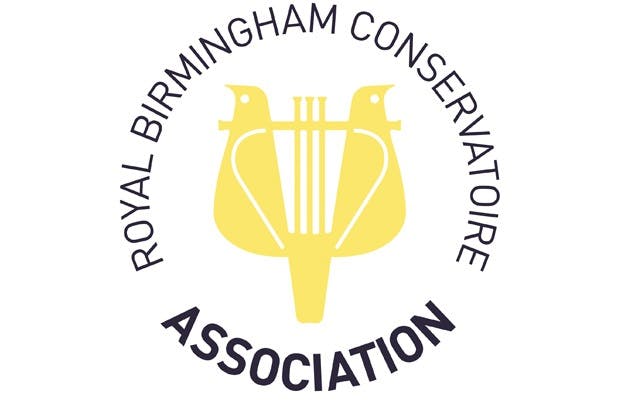 Logo for Royal Birmingham Conservatoire Association, including text "Royal Birmingham Conservatoire Association"