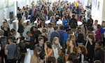 A crowd of people in the Curzon building for Welcome Week