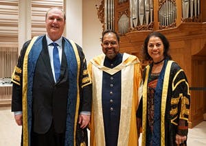 Professor Philip Plowden, Shankar Mahadevan and Anita Bhalla. 