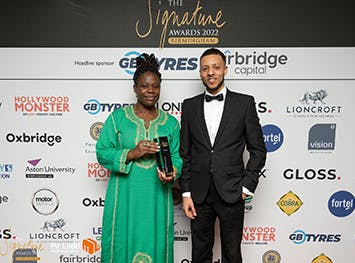 Imogeen Denton of BCU with the award for Excellence in Diversity and Inclusion at the Signature Awards.