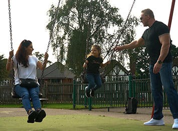 Ones Trainers founder Simon Caulton playing with his family