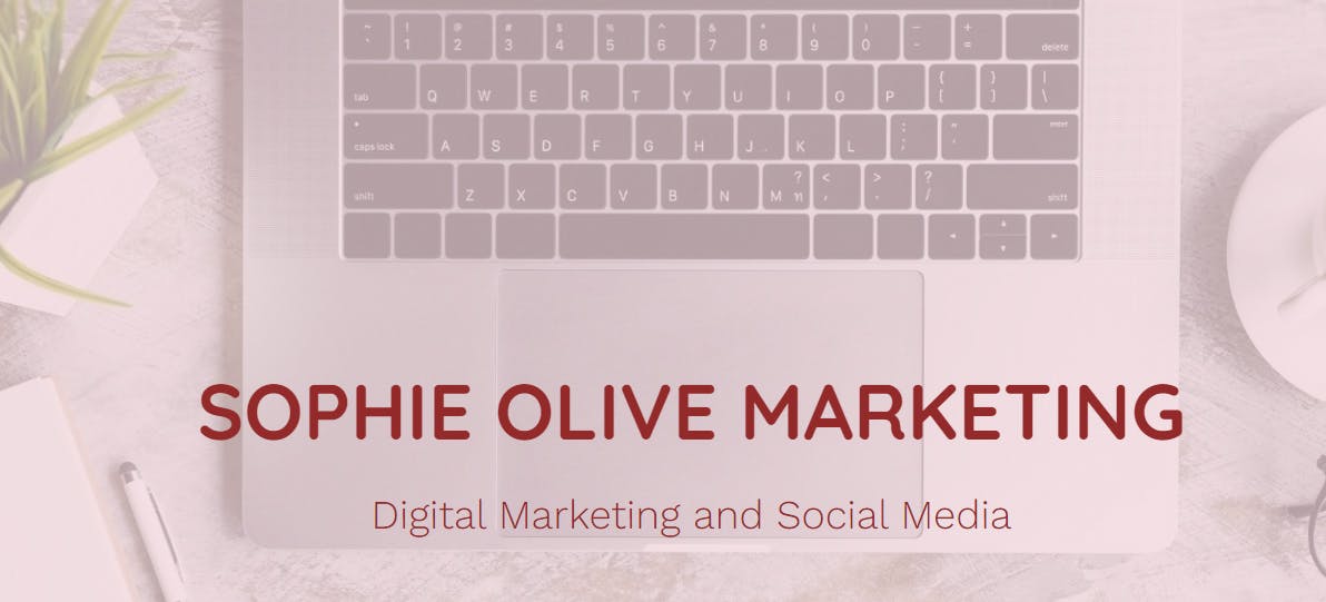 Sophie Olive's marketing logo - pale pink with background image of laptop and plant