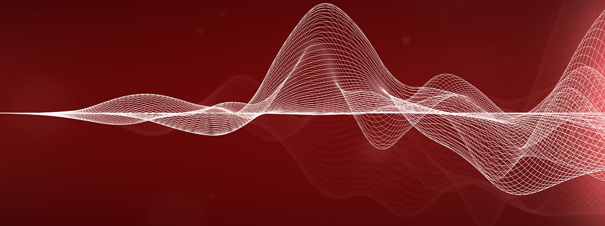 Waveform on red background