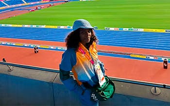 Woman in sportswear at stadium