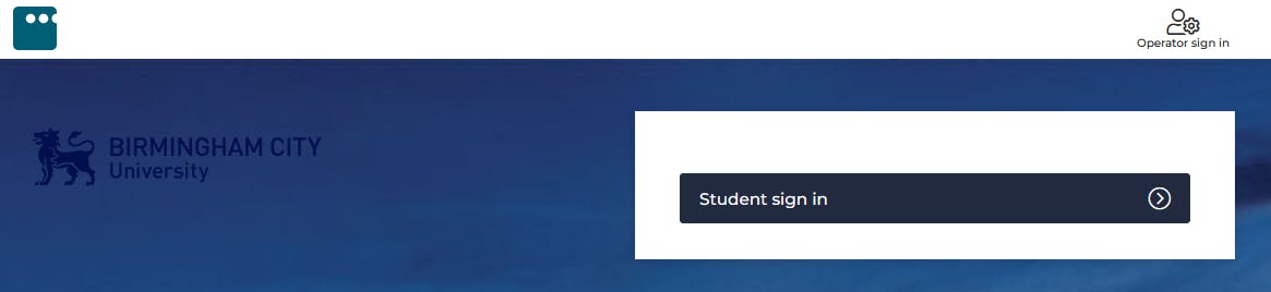 A screenshot of the booking page, showing the Student sign in button that needs to be clicked.