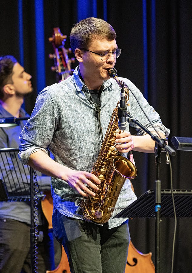 Student saxophone player