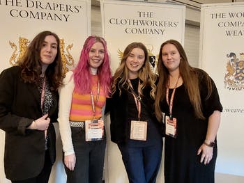 BCU BA (hons) Textile Design students at the Making It In Textiles Conference 2022.  Left to Right: Chloe Fellows, Cerys Russell, Sarah Mills, and Hannah Pincher.