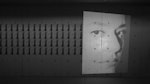 投影在混凝土墙上的人脸照片网格