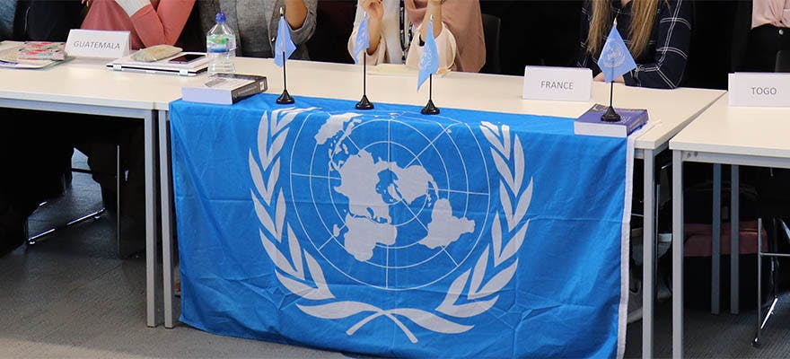 Model UN 880x400 - United Nations flag