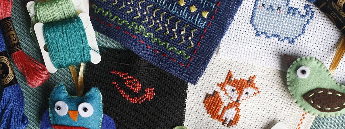 Collection of embroidery and craft projects